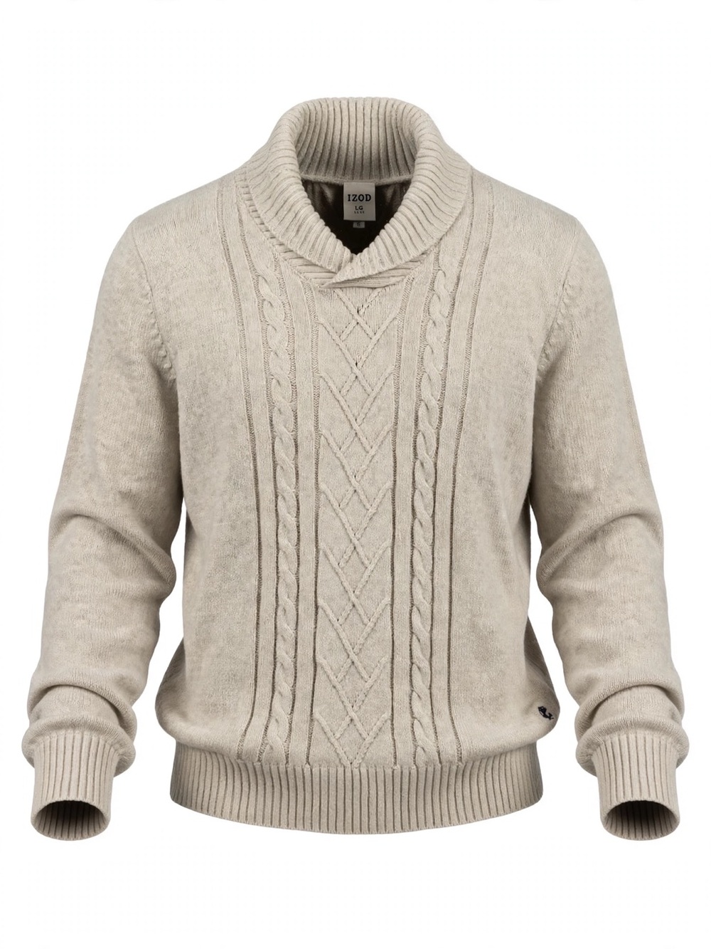 IZOD Big Kids Shawl Collar Cable Knit Sweater - Beige